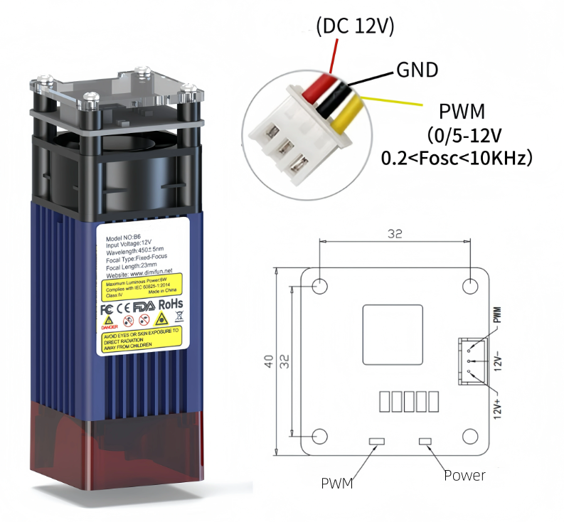 XDRAW 6W High Power Laser Expansion Kit for XDRW Plotter iDraw Pen Plotter with Height Adjustable Fixture